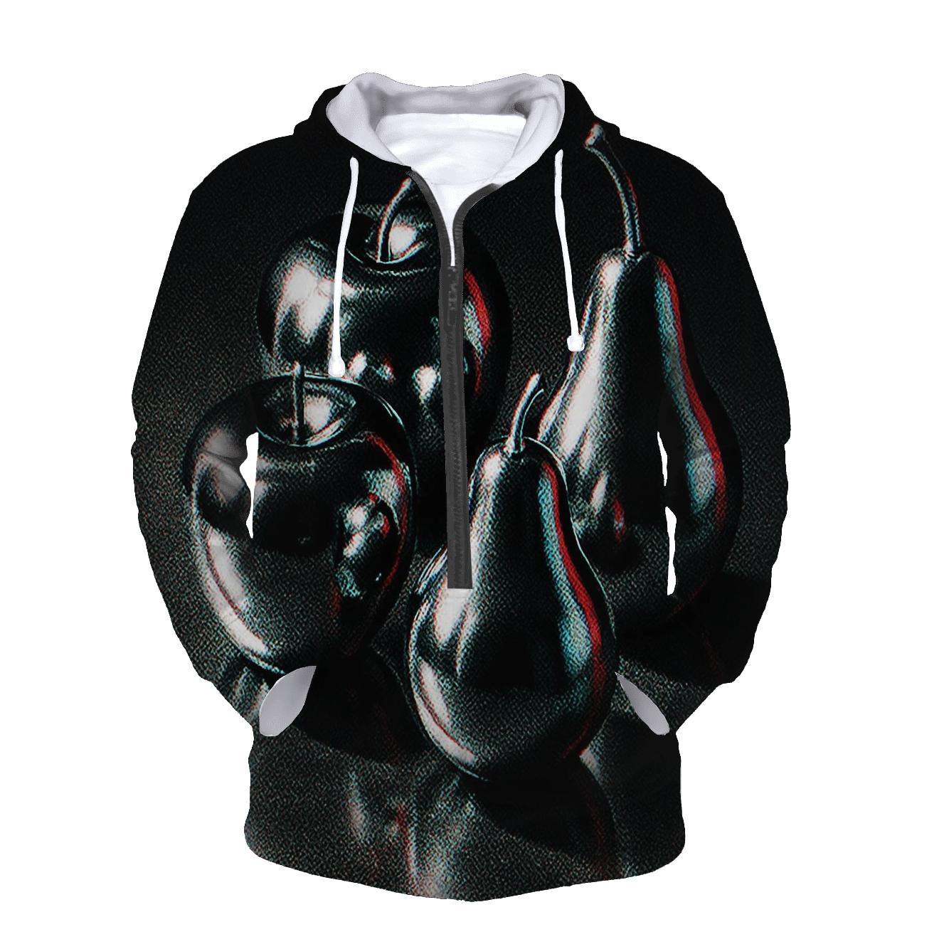 Chrome Fruit Still Life With Glitch Halftone embroidered hoodies