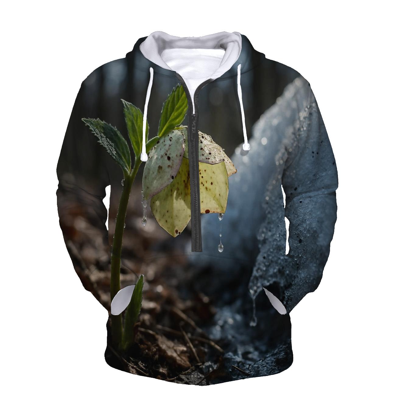Hellebore Bloom Beneath Melting Snowpack hoodies fashion