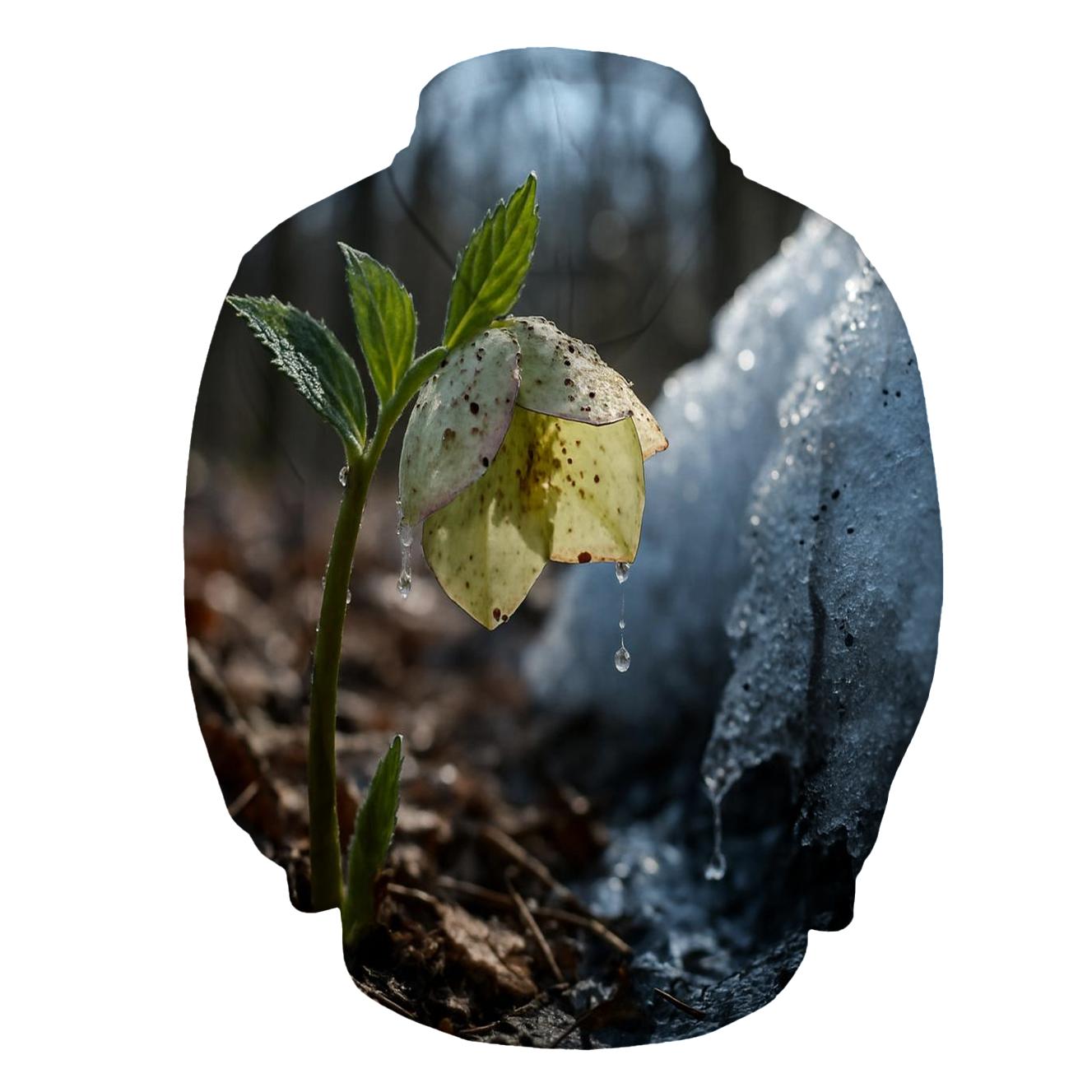 Hellebore Bloom Beneath Melting Snowpack hoodies fashion