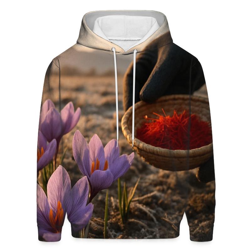 Saffron Crocus Harvest On A Frosted Plateau heavyweight hoodies