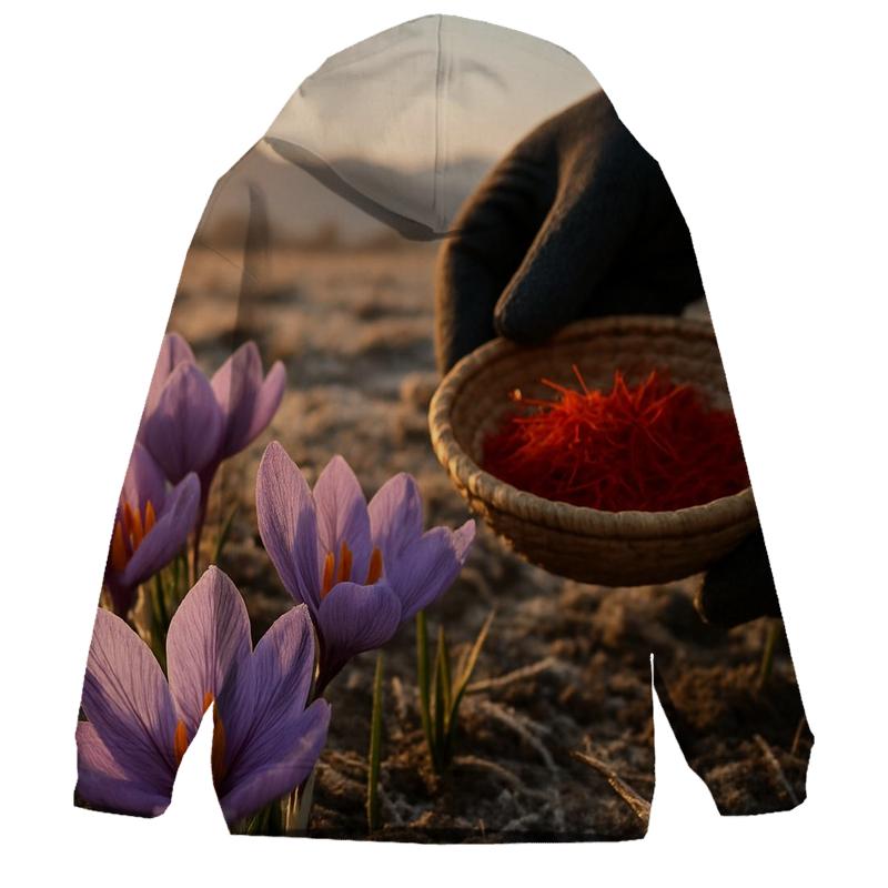 Saffron Crocus Harvest On A Frosted Plateau heavyweight hoodies
