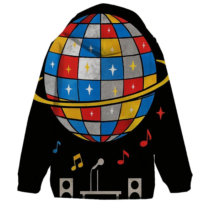 Disco Planet Reflections graphic hoodies