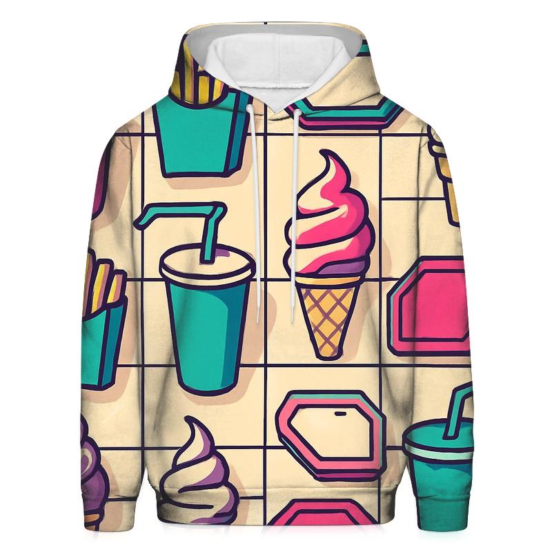 Neon Mall Food Court Pattern premium hoodies