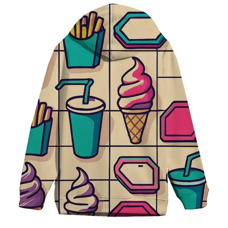 Neon Mall Food Court Pattern premium hoodies