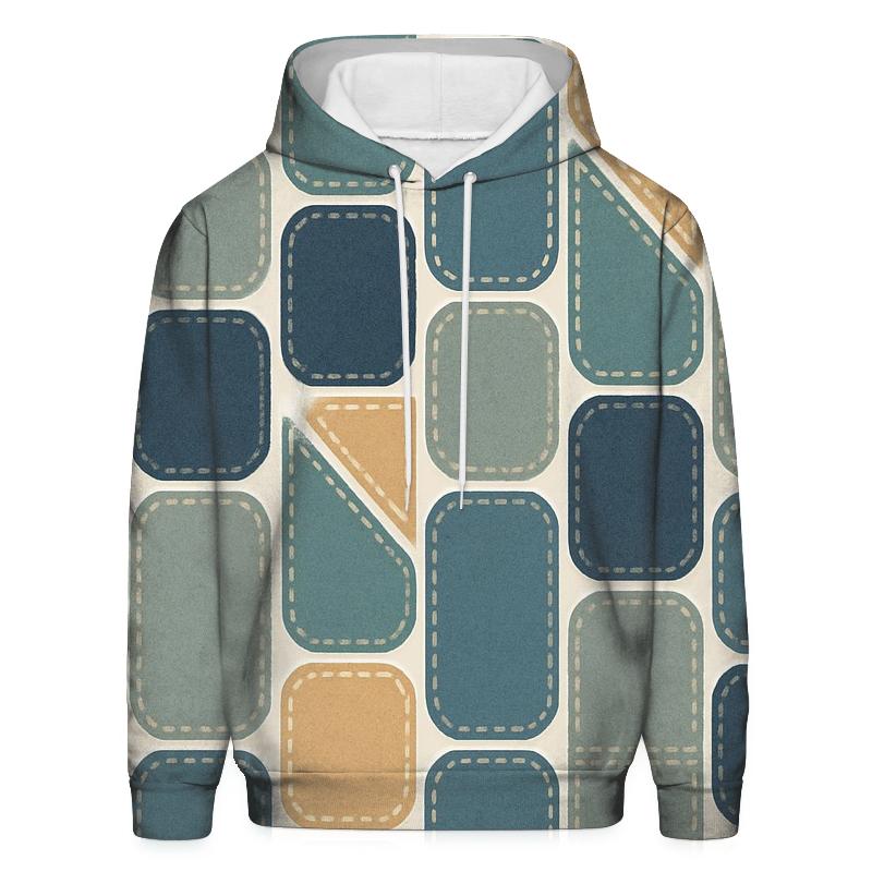 Patchwork Denim Geometry hoodie styles