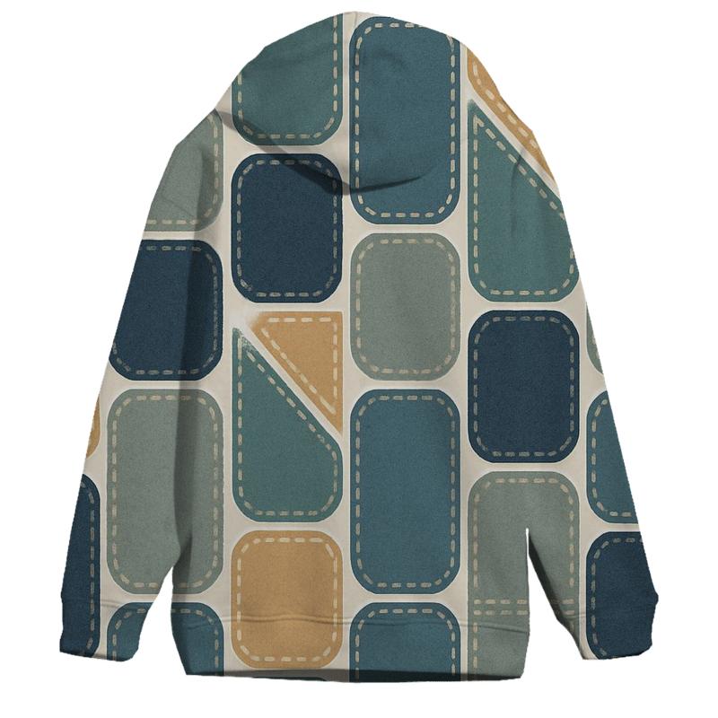 Patchwork Denim Geometry hoodie styles