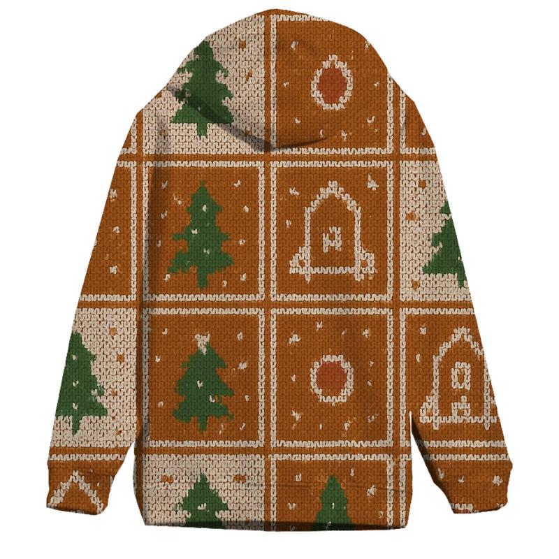 Gingerbread Rocket Village Grid Design premium hoodies