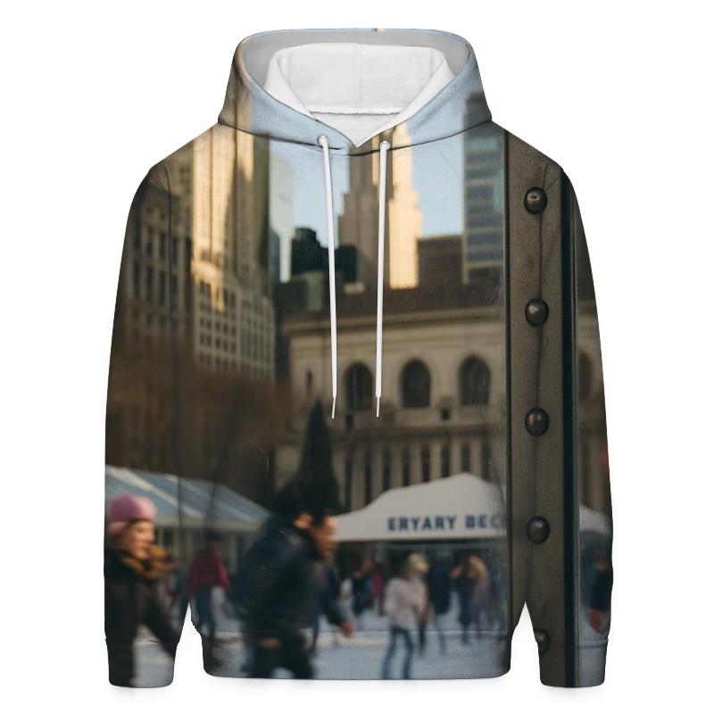 Midtown Reflections In A Bryant Park Ice Rink Window hoodie styles