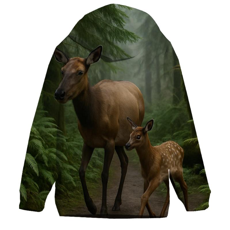 Moss Step Wapiti Cow And Calf designer hoodies