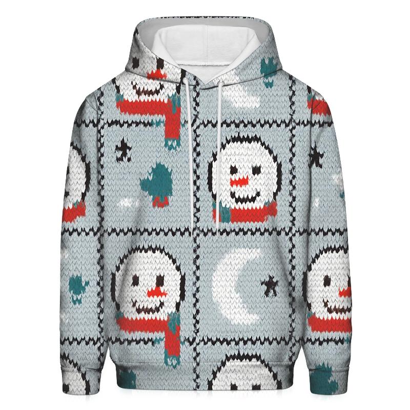 Snowman Moonlight Checker Design custom hoodies