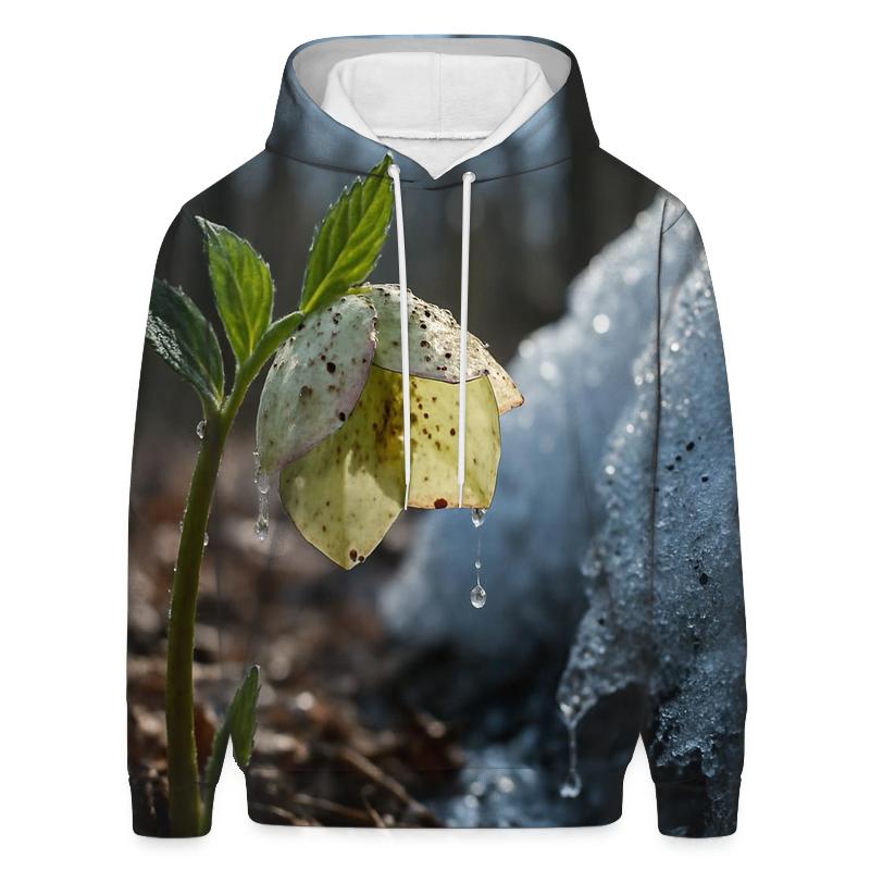 Hellebore Bloom Beneath Melting Snowpack custom hoodies