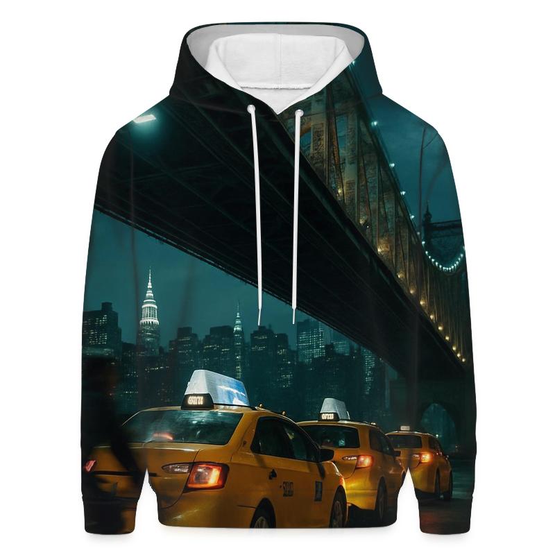 Night Shift Taxi Queue Under The Queensboro Bridge printed hoodies
