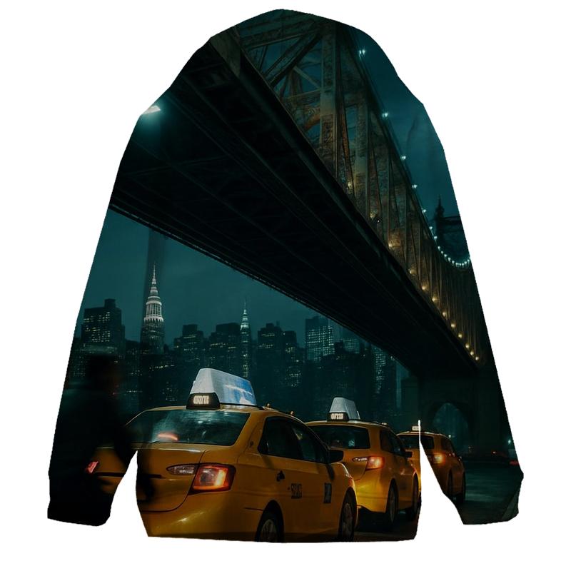 Night Shift Taxi Queue Under The Queensboro Bridge printed hoodies