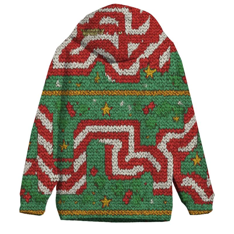 Candy Cane Warp Stripe Maze Design lightweight hoodies