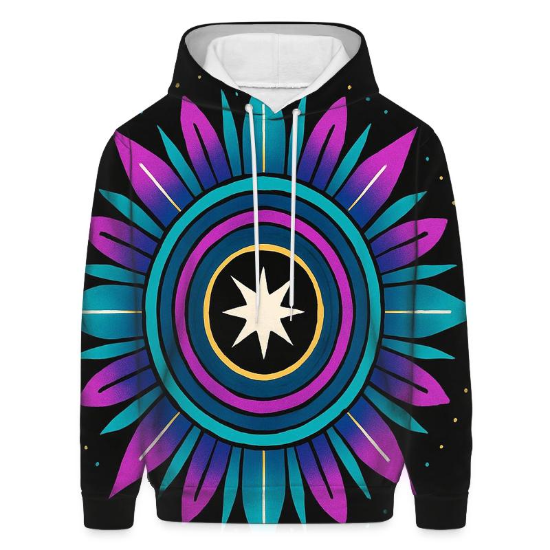 Mandala Sunburst Pulsar Rings printed hoodies