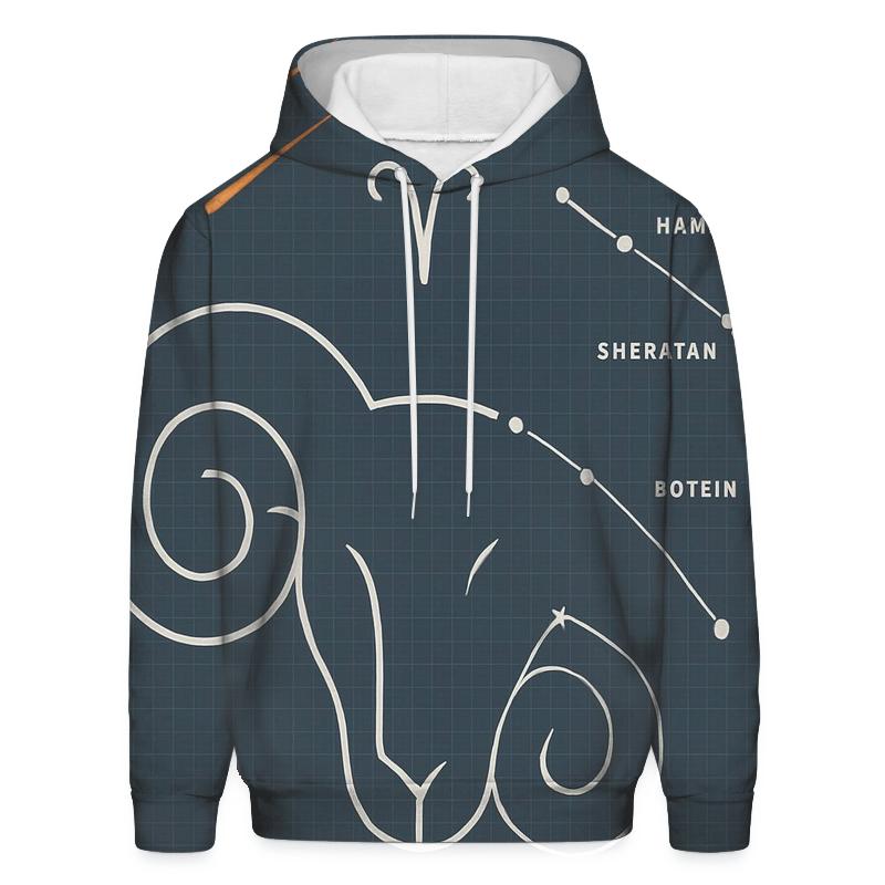 Aries Ram Horns Meteor Blueprint zip-up hoodies