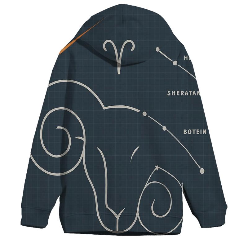 Aries Ram Horns Meteor Blueprint zip-up hoodies