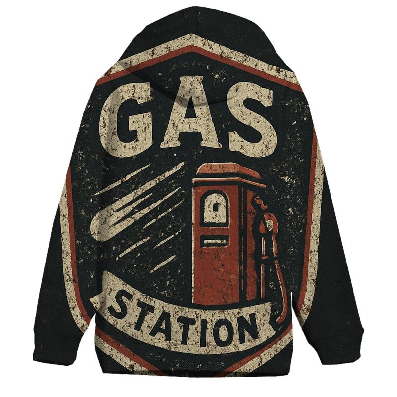 Old Gas Station Meteor Shower Badge printed hoodies