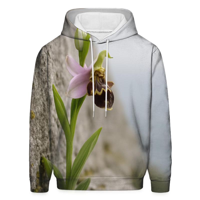Wild Orchid On Limestone Cliff With Sea Mist hoodies fashion