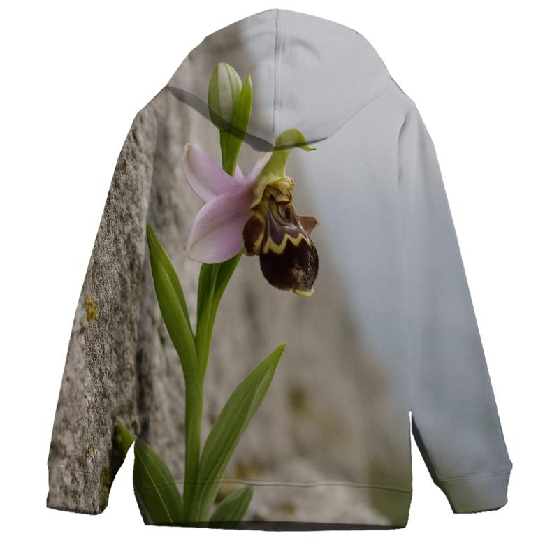 Wild Orchid On Limestone Cliff With Sea Mist hoodies fashion