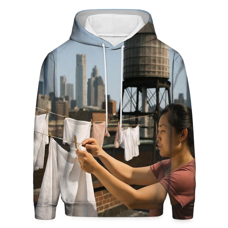 Chinatown Rooftop Laundry With Downtown Towers lightweight hoodies