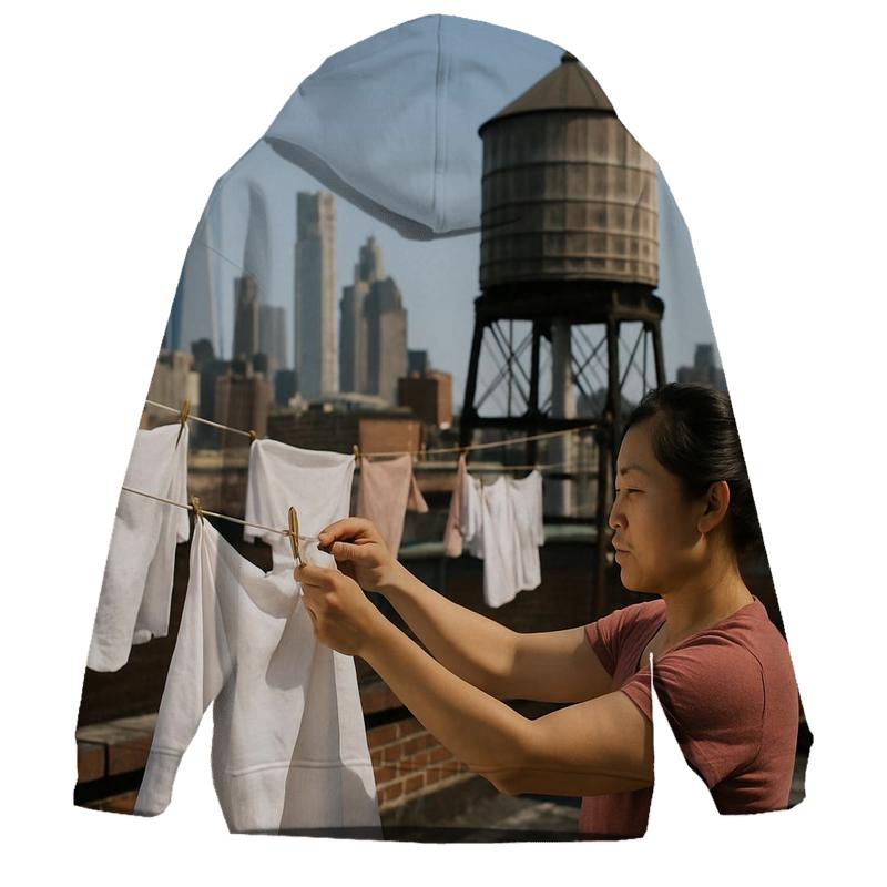 Chinatown Rooftop Laundry With Downtown Towers lightweight hoodies