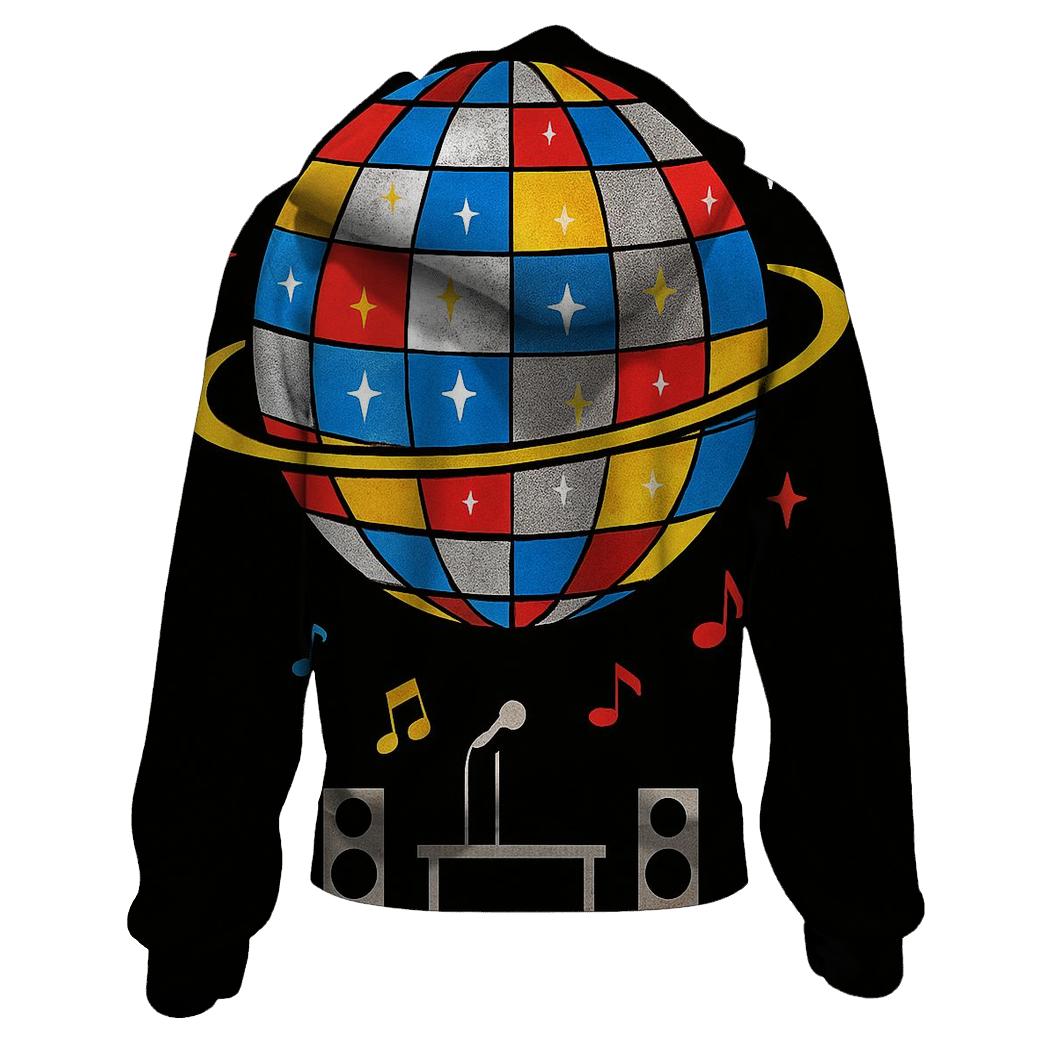 Disco Planet Reflections printed hoodies