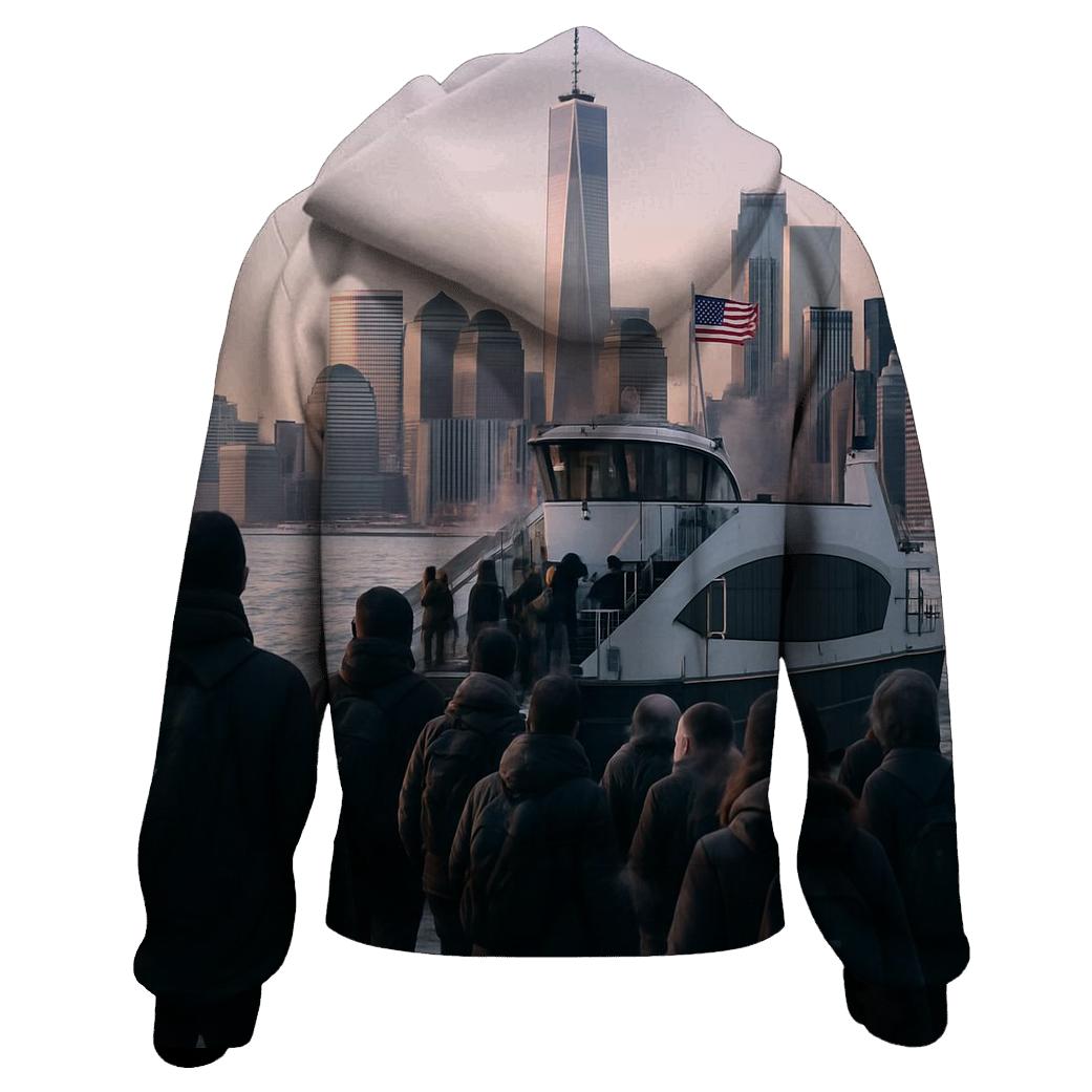 First Ferry Of Winter At Wall Street Pier zip-up hoodies