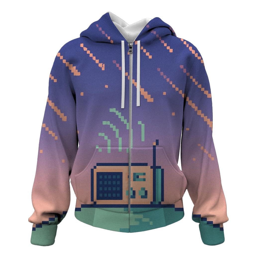 Pixel Radio Meteor Shower printed hoodies