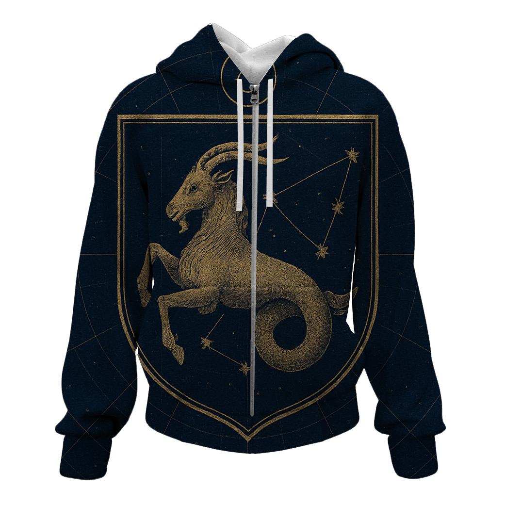 Capricorn Sea Goat Star Chart Crest embroidered hoodies