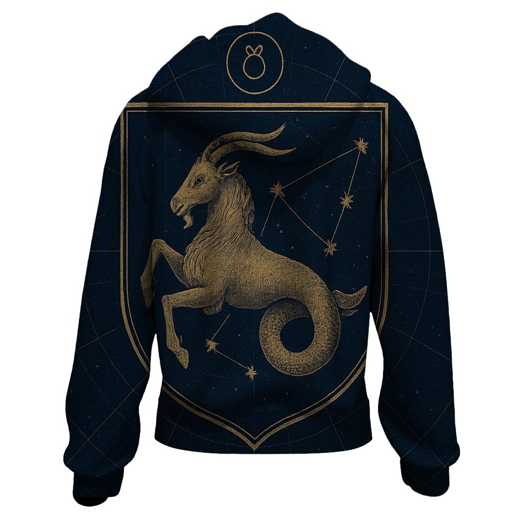 Capricorn Sea Goat Star Chart Crest embroidered hoodies