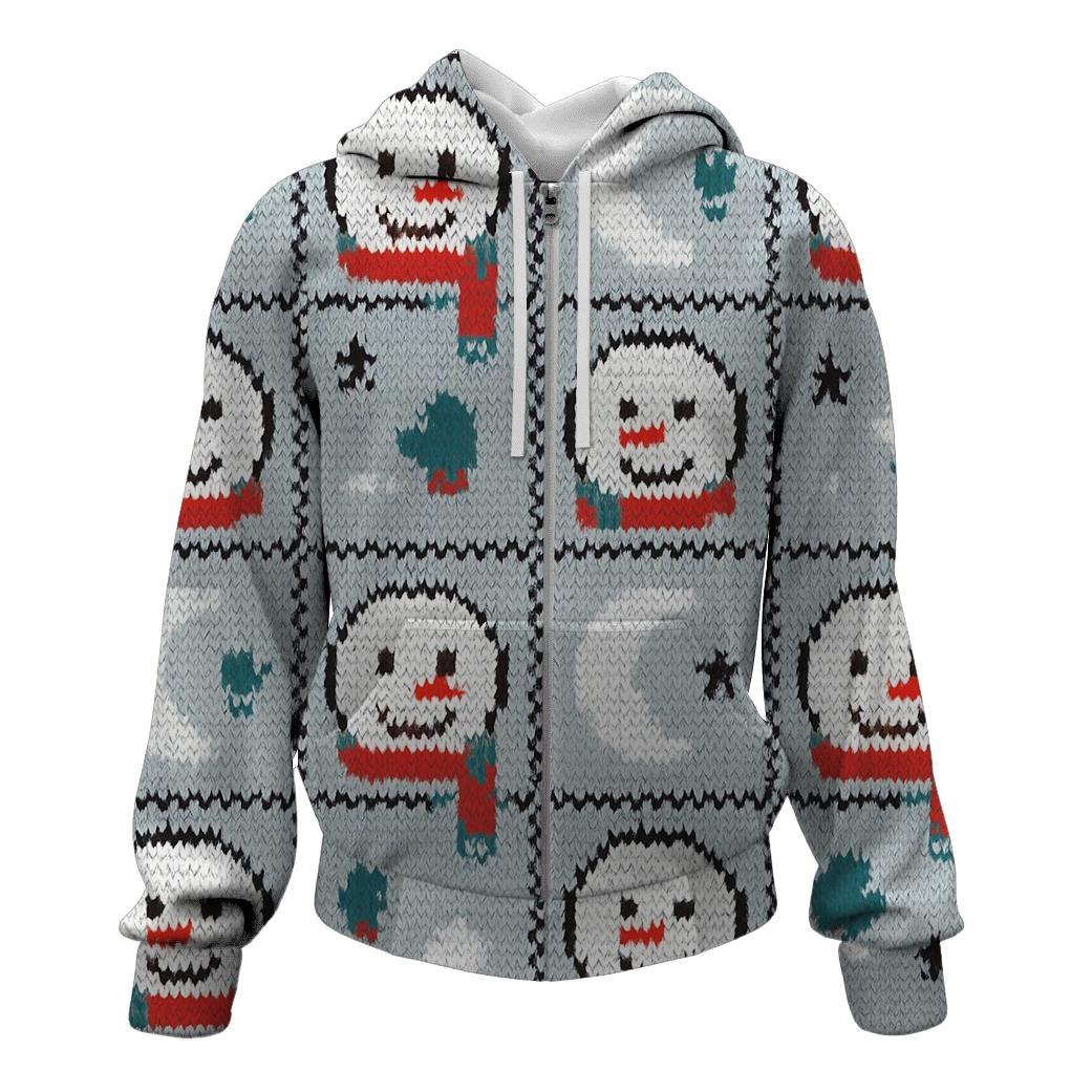 Snowman Moonlight Checker Design custom hoodies