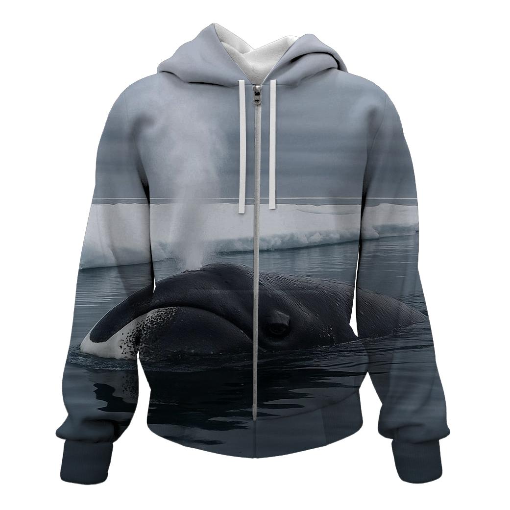 Ice Edge Breath Bowhead Whale printed hoodies