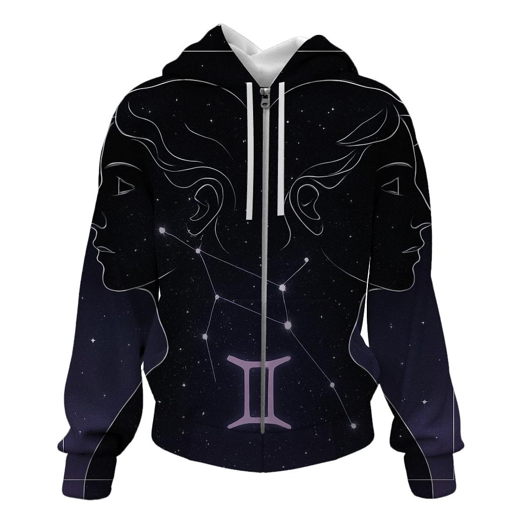Gemini Twins Mirror Constellation Portrait hoodie designs