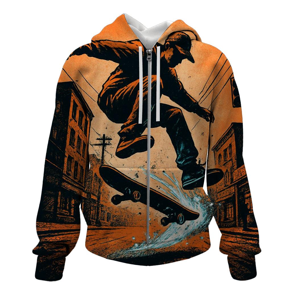 Meteor Trail Skateboarding Kickflip printed hoodies