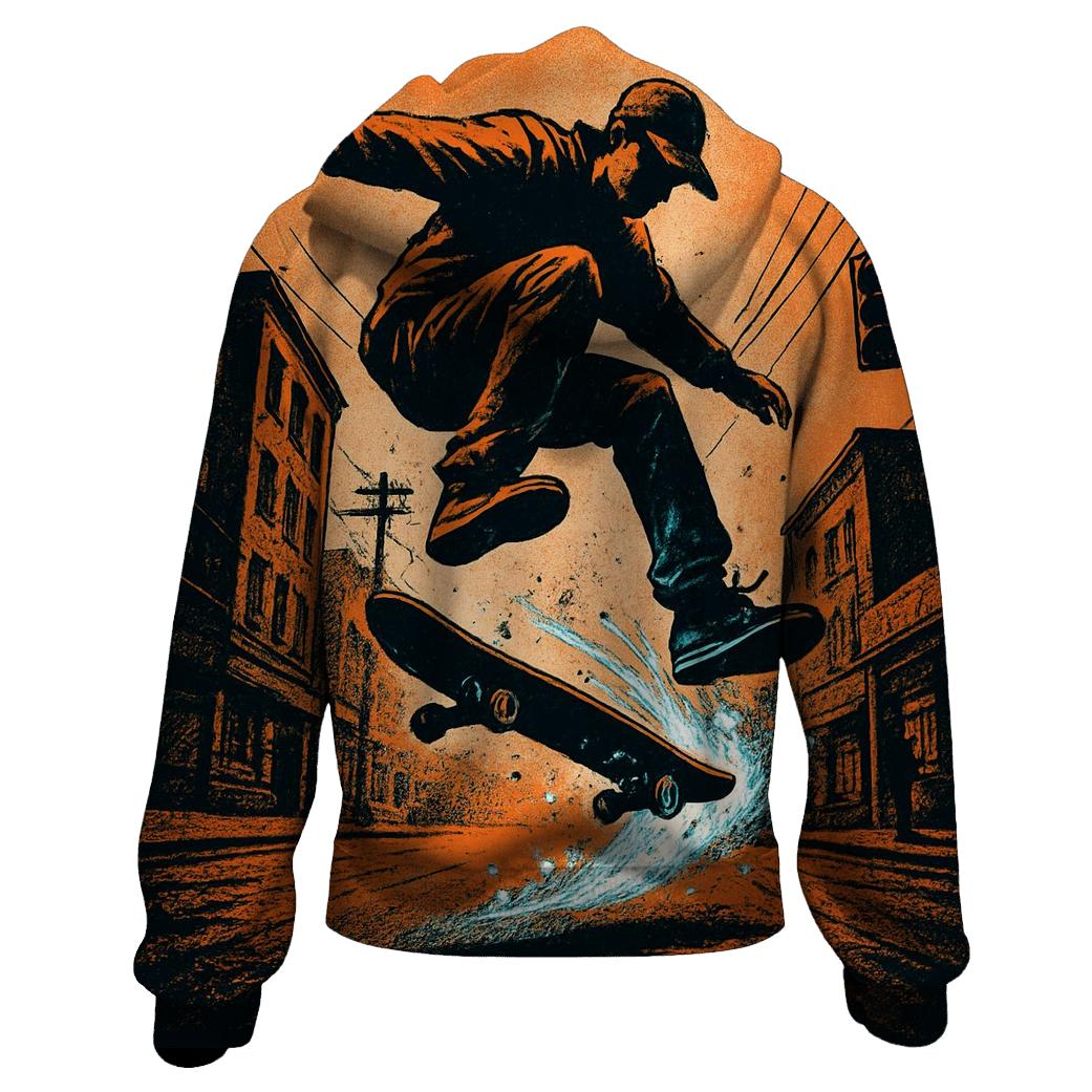 Meteor Trail Skateboarding Kickflip printed hoodies