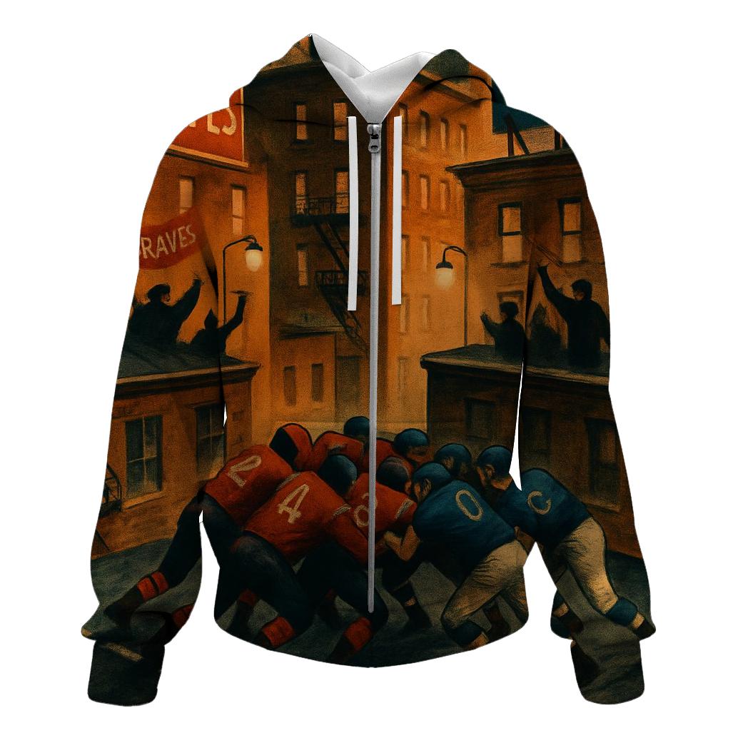 Rooftop City Block Scrimmage Braves Versus Cubs printed hoodies