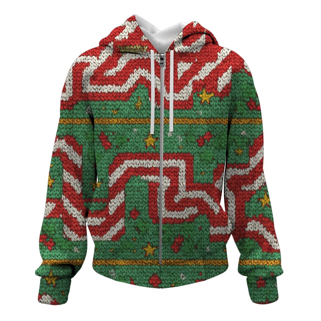 Candy Cane Warp Stripe Maze Design premium hoodies