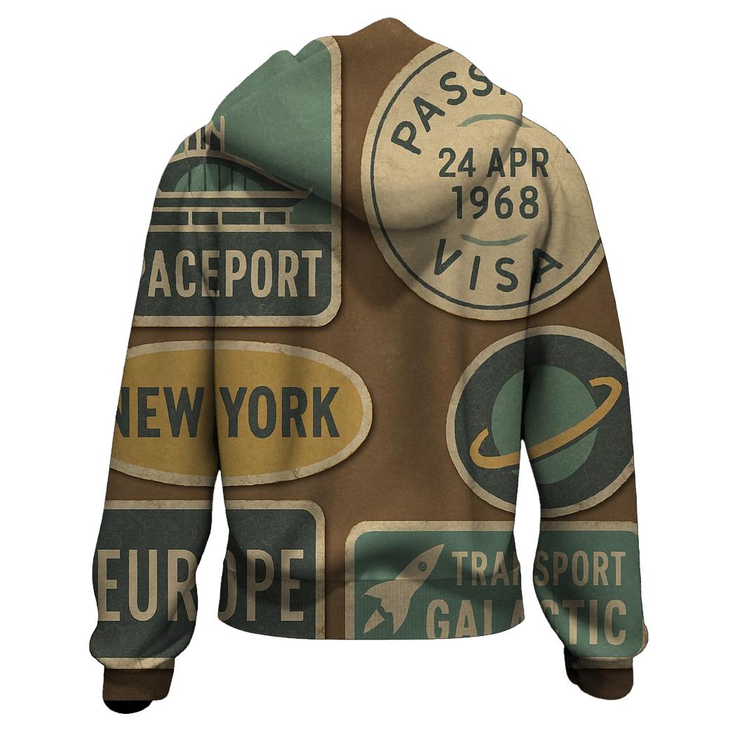 Vintage Spaceport Luggage Sticker Set custom hoodies