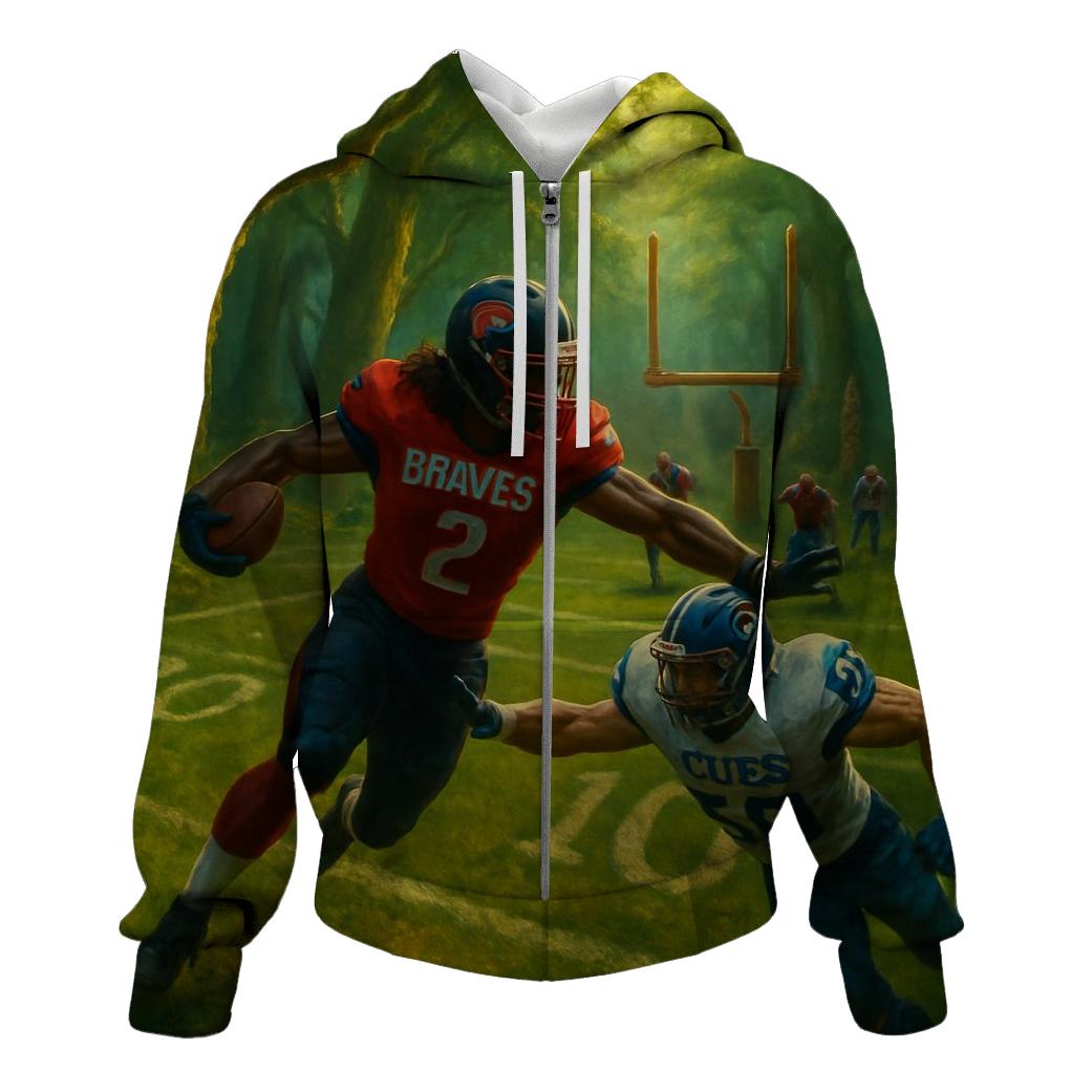 Forest Shrine End Zone Duel Braves Versus Cubs zip-up hoodies