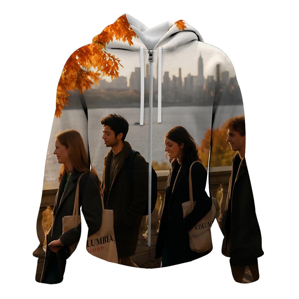 Autumn Lecture Walk Along Riverside Park Overlook embroidered hoodies