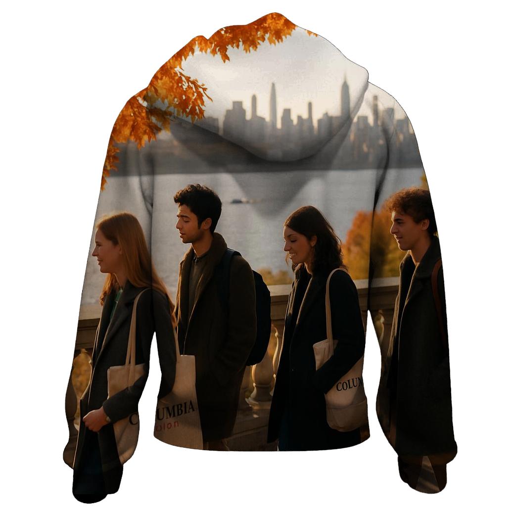 Autumn Lecture Walk Along Riverside Park Overlook embroidered hoodies