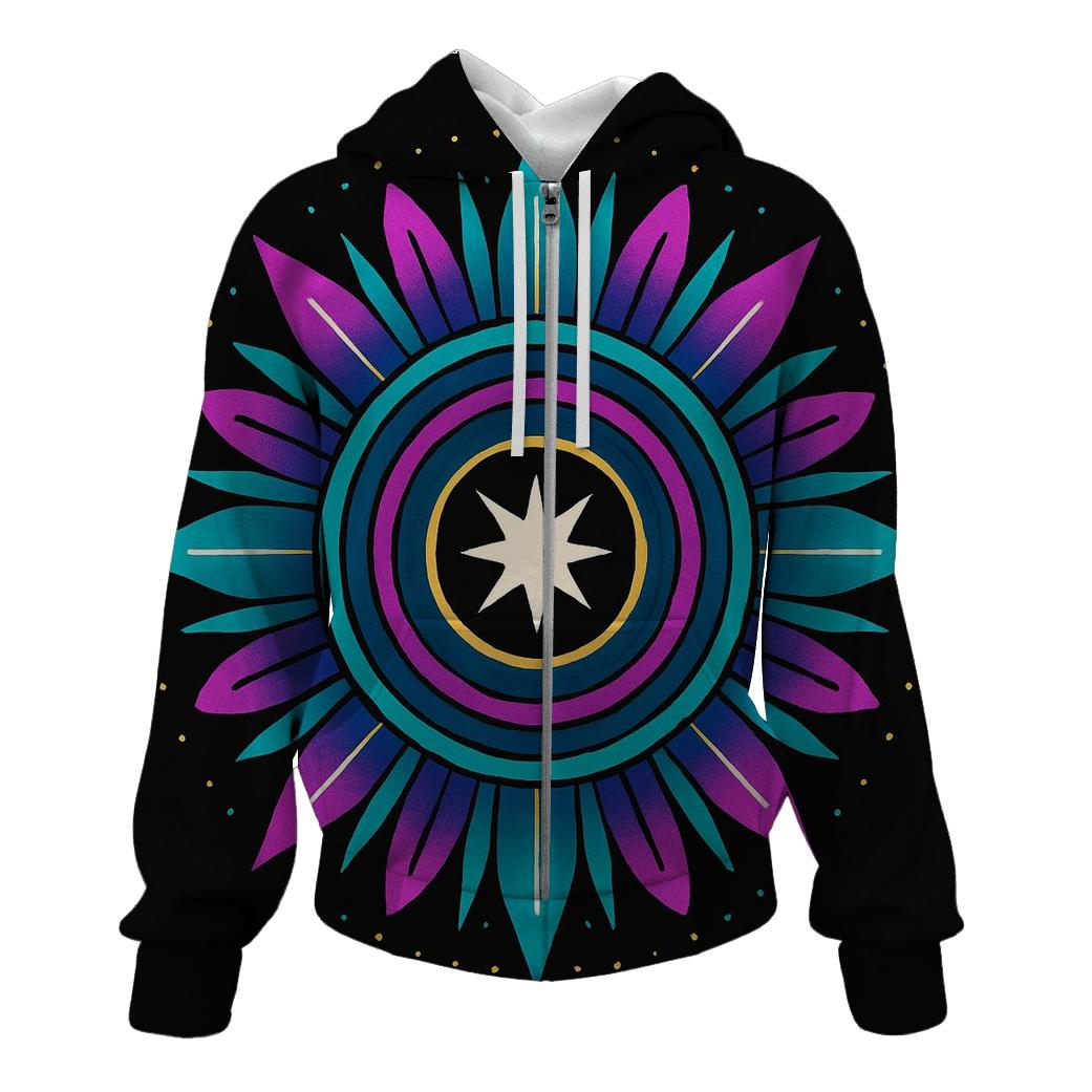Mandala Sunburst Pulsar Rings hoodies fashion