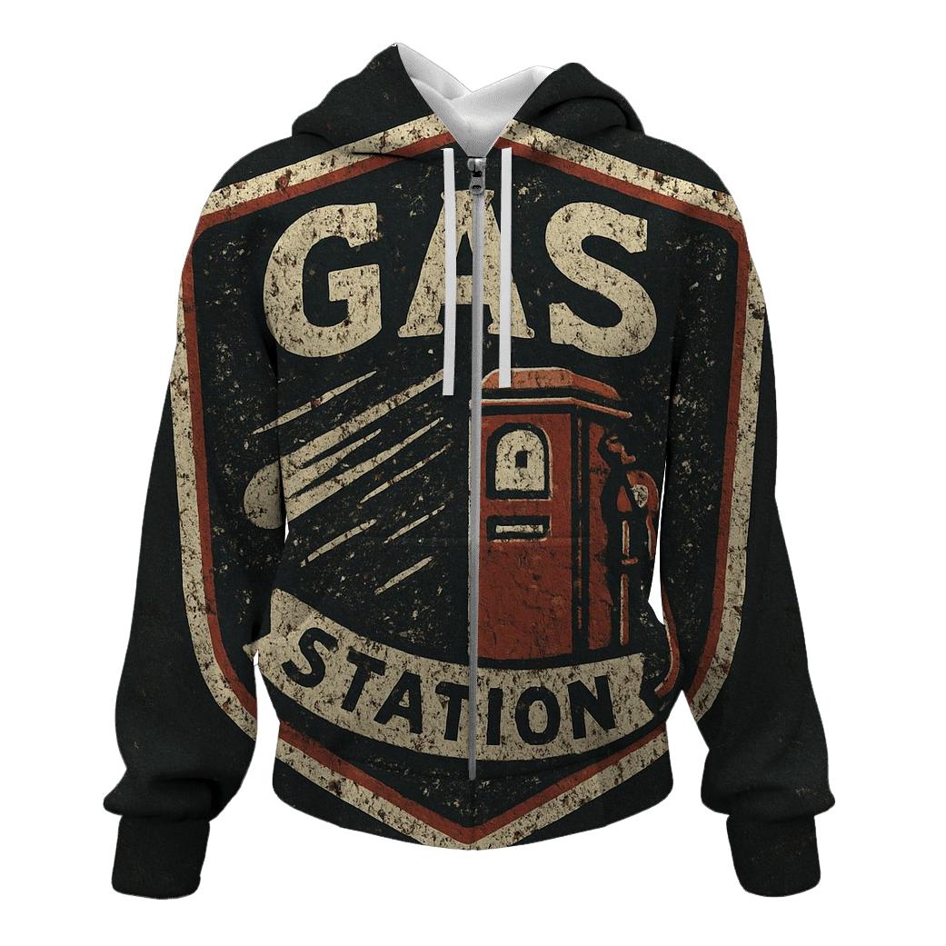 Old Gas Station Meteor Shower Badge embroidered hoodies