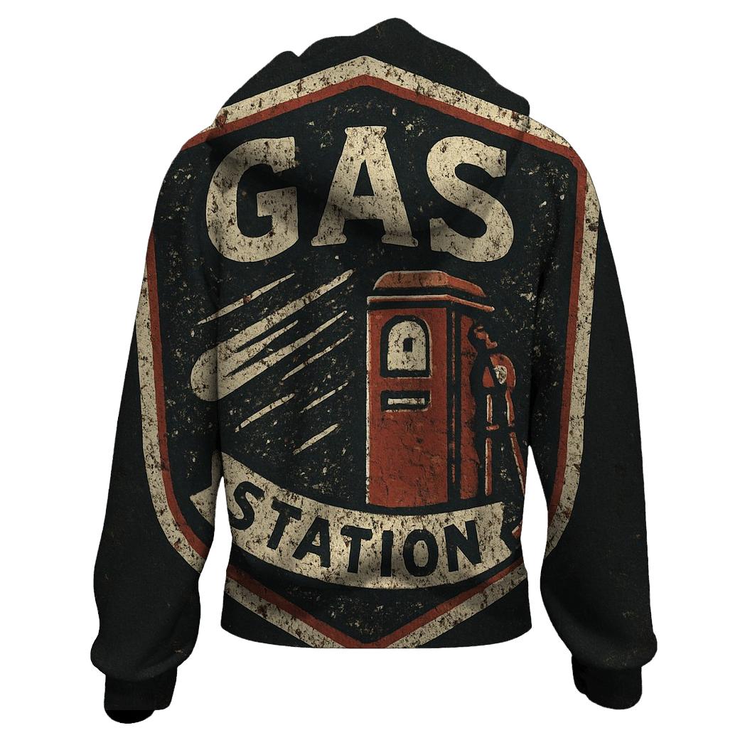 Old Gas Station Meteor Shower Badge embroidered hoodies