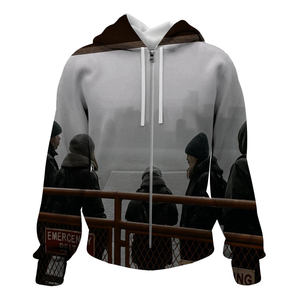 Snow Squall From A Staten Island Ferry Deck heavyweight hoodies