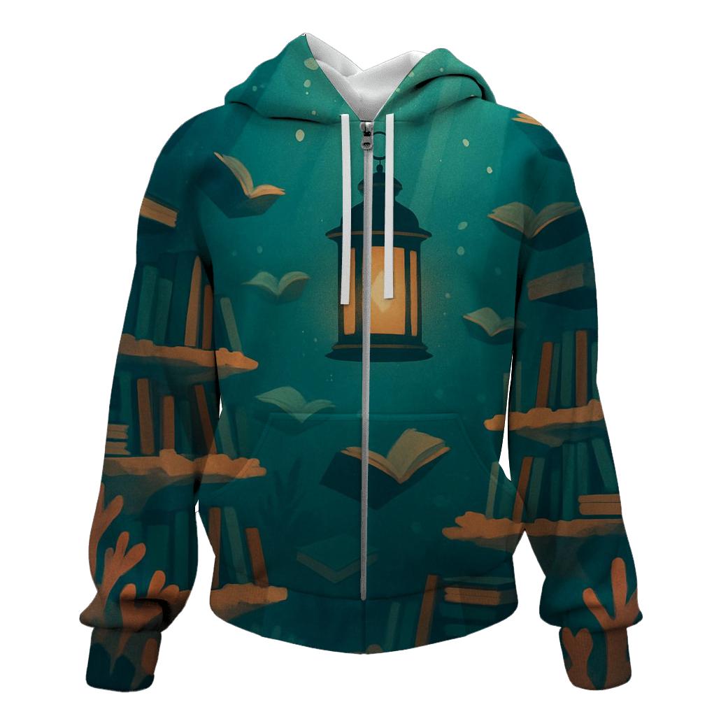 Underwater Lantern Library Scene premium hoodies