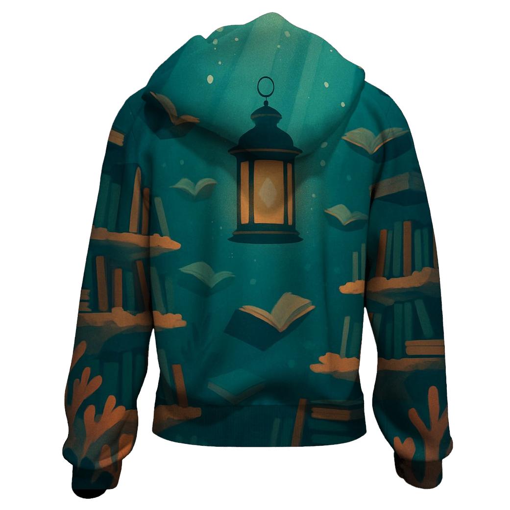 Underwater Lantern Library Scene premium hoodies
