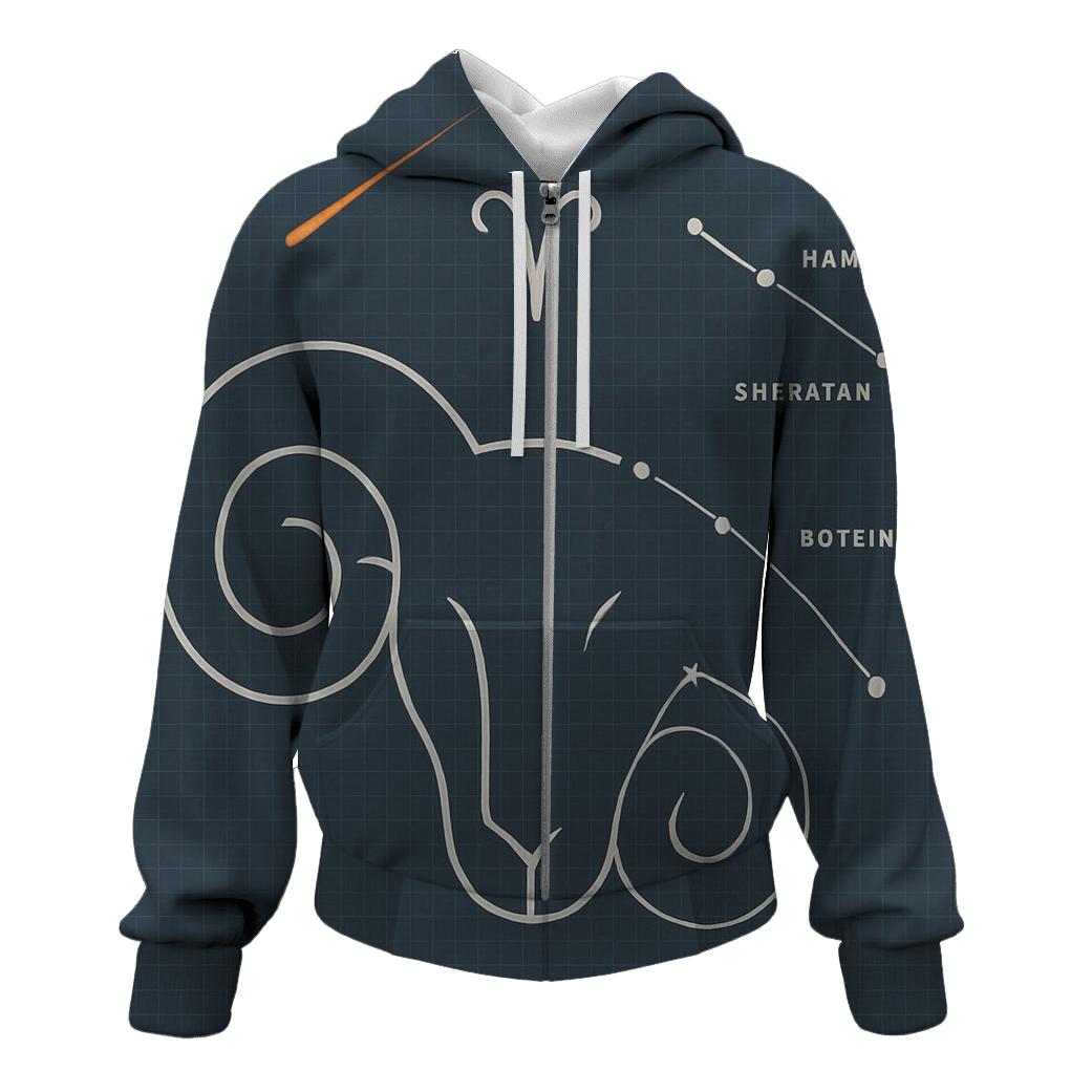 Aries Ram Horns Meteor Blueprint heavyweight hoodies