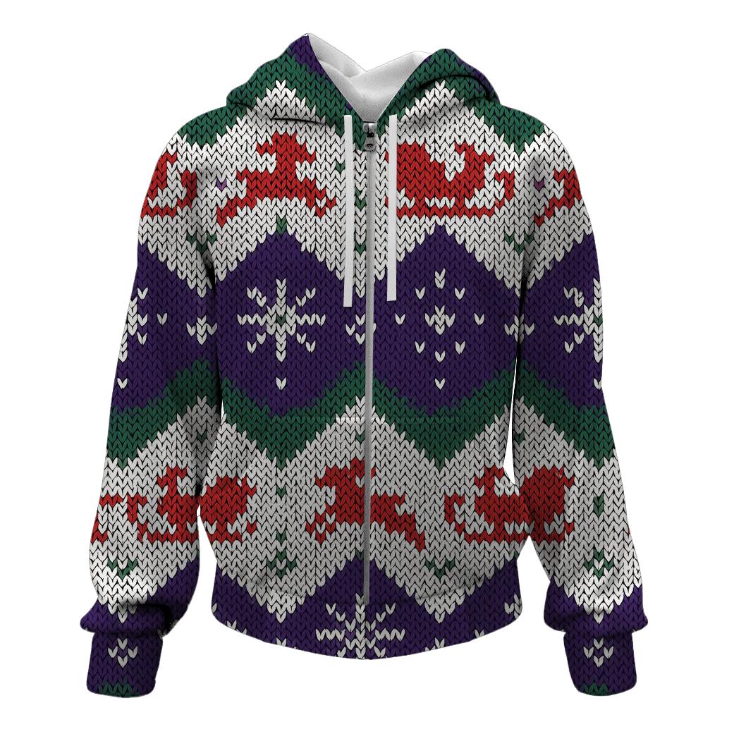 Sleigh Quantum Zigzag Bands Design printed hoodies
